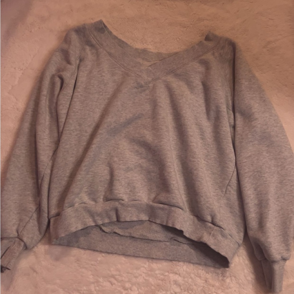 Gray V-Neck Sweatshirt